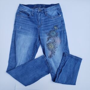 Seven7 High-rise Stivepipe Straight Flower embellished jeans size 8
